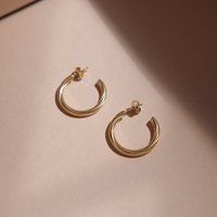 Gold Plated Somer Twist Hoops Earrings, Minimalistic Hoops, Gold Hoop Earrings, Medium Earrings, Vin | Etsy (US)