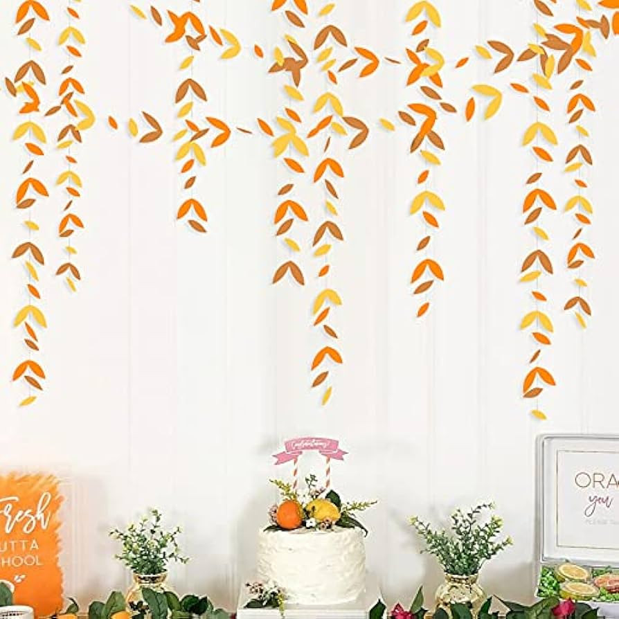 52 Ft Fall Party Decorations Autumn Leaf Garland Streamer Orange Yellow Brown Maple Leaves Hangin... | Amazon (US)