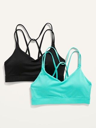 Light Support Strappy V-Neck Sports Bra 2-Pack for Women | Old Navy (US)