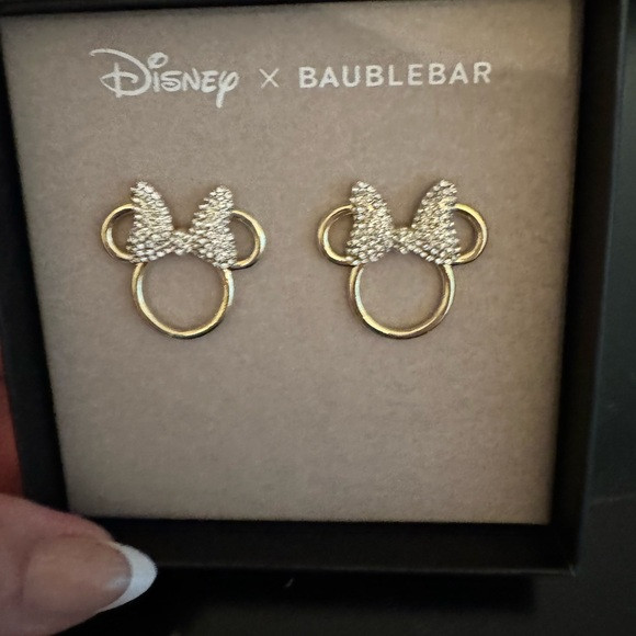 BAUBLEBAR DISNEY MINNIE GOLD SILHOUETTE EARRINGS WITH BLINGED OUT BOW | Poshmark