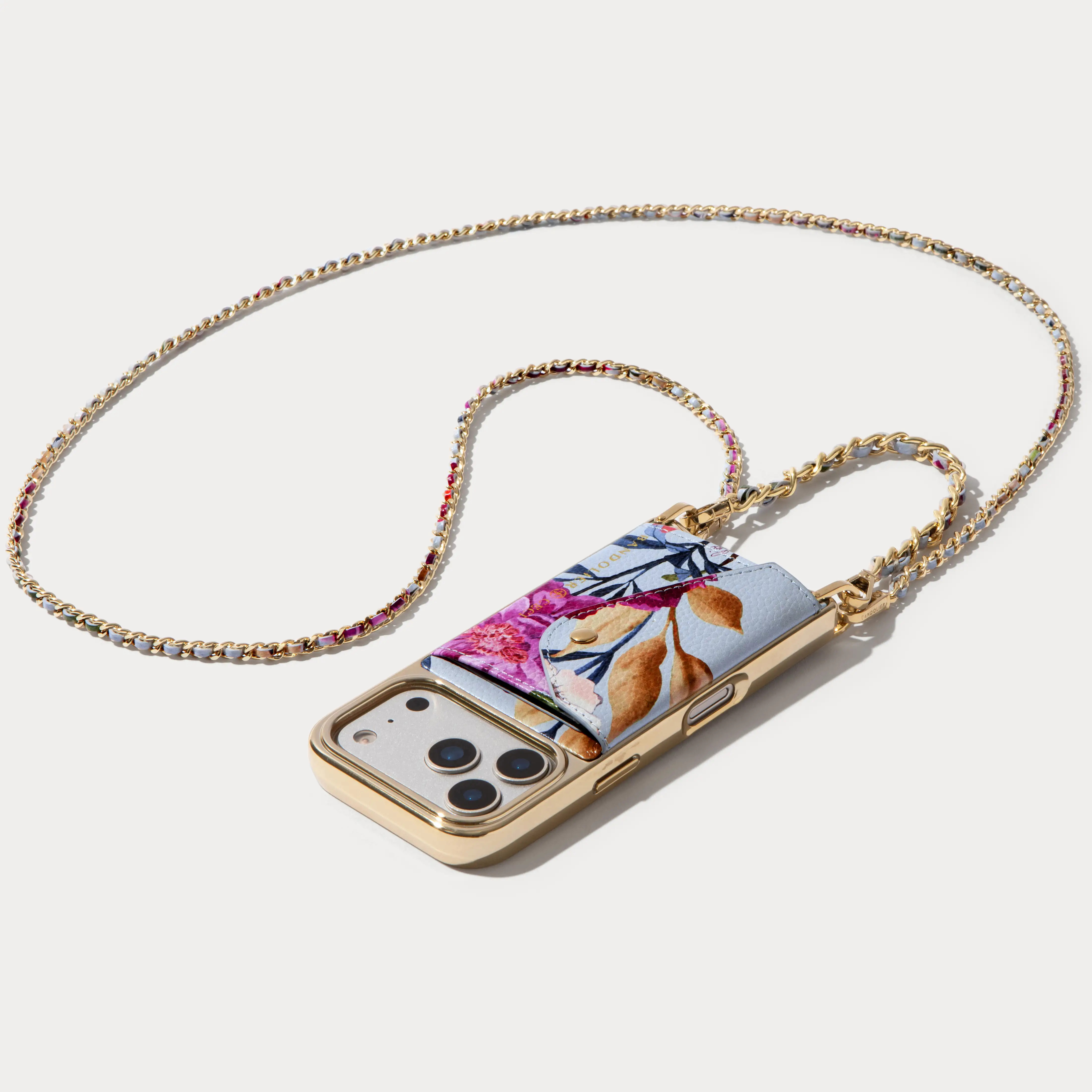 Lily Chrome Side Slot Leather Crossbody Bandolier Set - Ceci Blue Flor | Bandolier