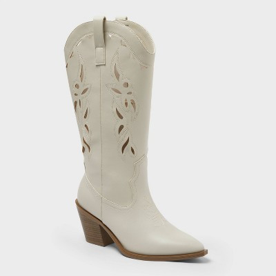 Women’s Tiana Western Boots with Memory Foam Insole - Universal Thread™ Cream 9.5 | Target