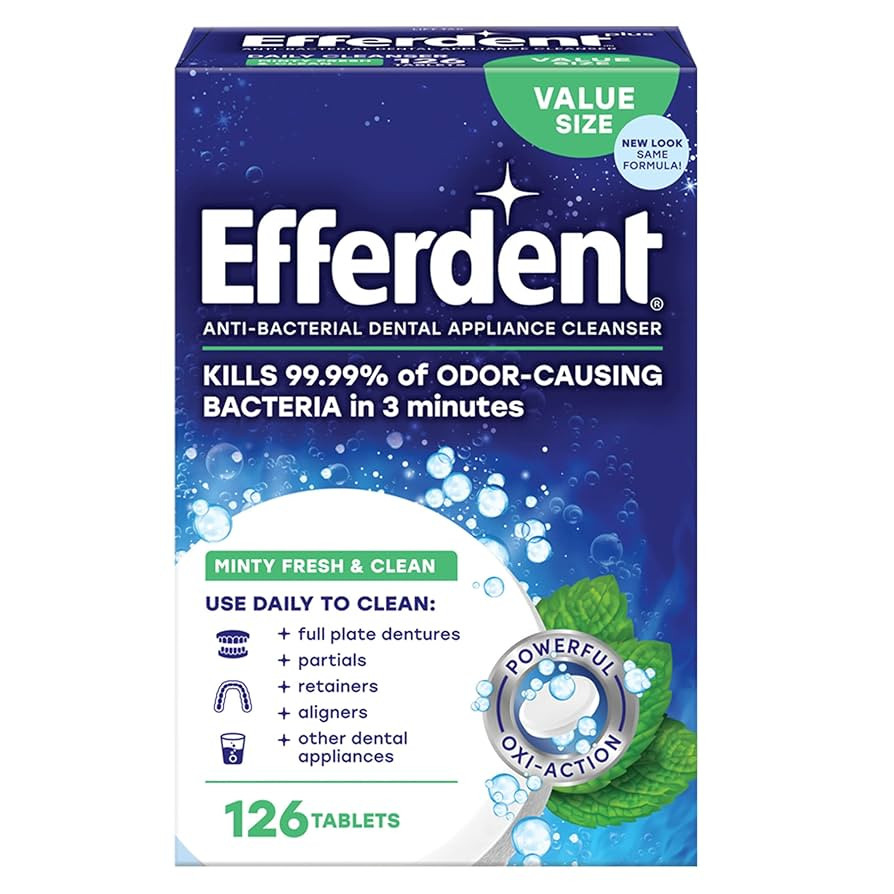 Efferdent Retainer Cleaning Tablets, Denture Cleaning Tablets for Dental Appliances, Minty Fresh ... | Amazon (US)