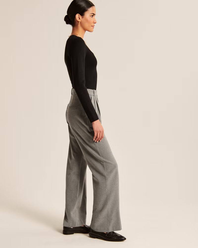 Tailored Brushed Suiting Wide Leg Pants | Abercrombie & Fitch (US)