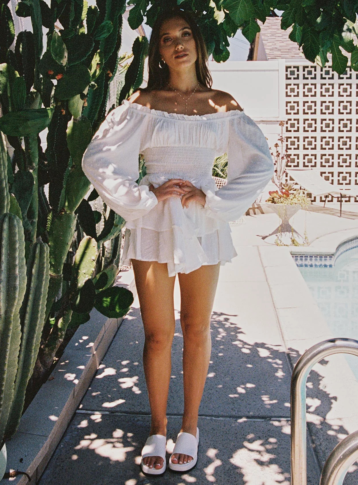 The Love Galore Long Sleeve Romper White Lower Impact | Princess Polly US