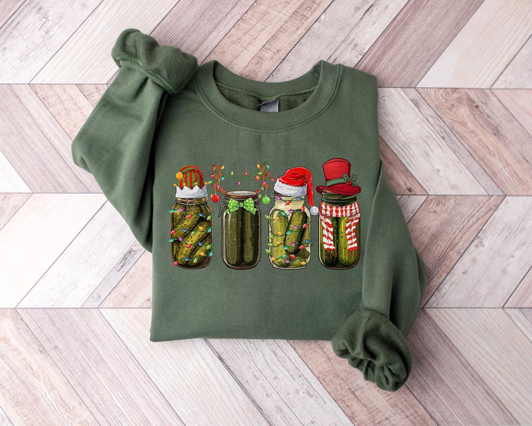 Christmas Pickle Sweatshirt Vintage Pickle Sweater Holiday - Etsy | Etsy (US)