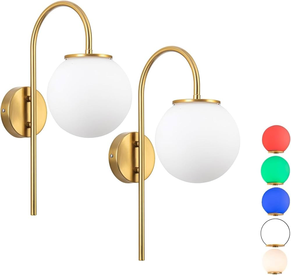 jengush Battery Operated Wall Sconces Set of 2,Brass Wall Lights Fixtures with Remote Control,Wal... | Amazon (US)