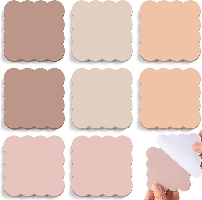 Eaasty 8 Pack Scalloped Sticky Notes Cute Adhesive Memo Pads Brown Colors Aesthetic Unlined Self ... | Amazon (US)