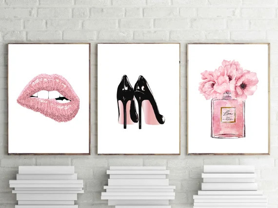 Love Paris Prints Lips Poster Perfume Print Fashion Wall - Etsy | Etsy (US)