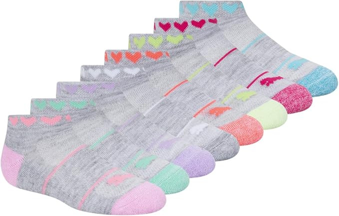 PUMA Girls' Little 8 Pack Low Cut Socks + Hair Ties | Amazon (US)