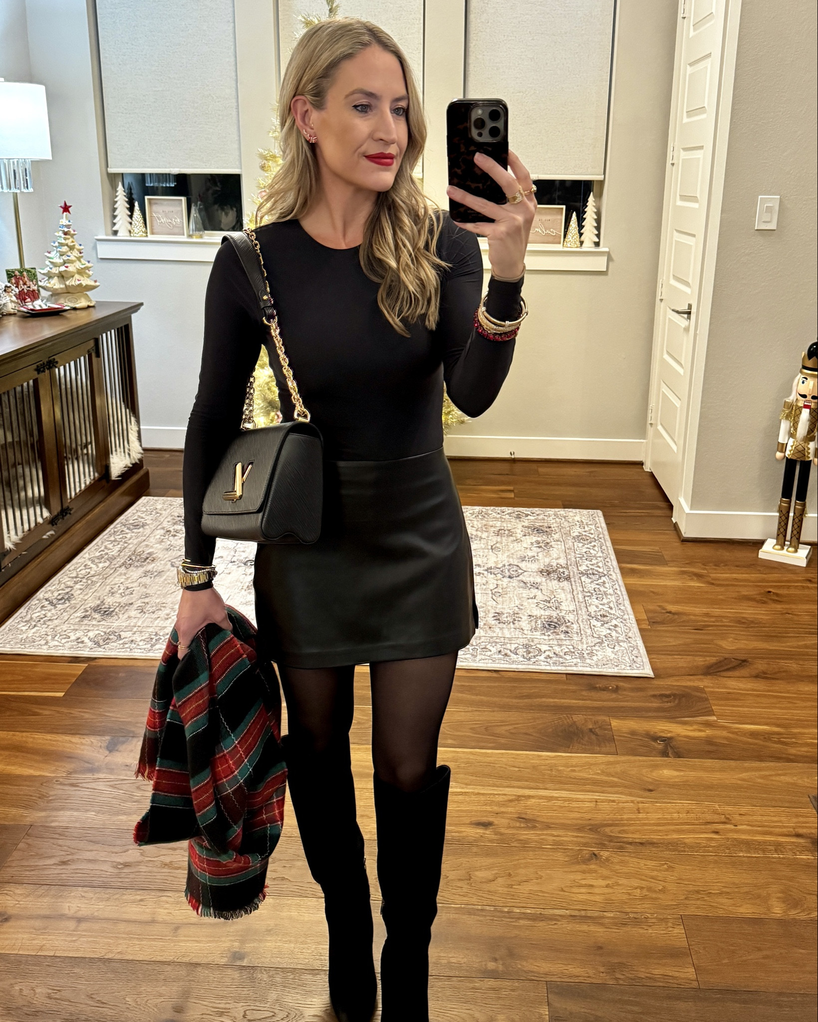 Holiday Outfit 🥂🍾

Everything is on sale! These items make nice gifts as well. 

I’m wearing size 2 in the leather skort. It’s a little loose but I wouldn’t size down. 

#everypiecefits

Vegan leather 
Faux leather 
Mini skirt
Mini skort
Boots
Booties
Tall boots
Scarf
Holiday 
Date night 
Dinner outfit 
Christmas outfit 

#LTKootd #LTKHoliday #LTKSaleAlert