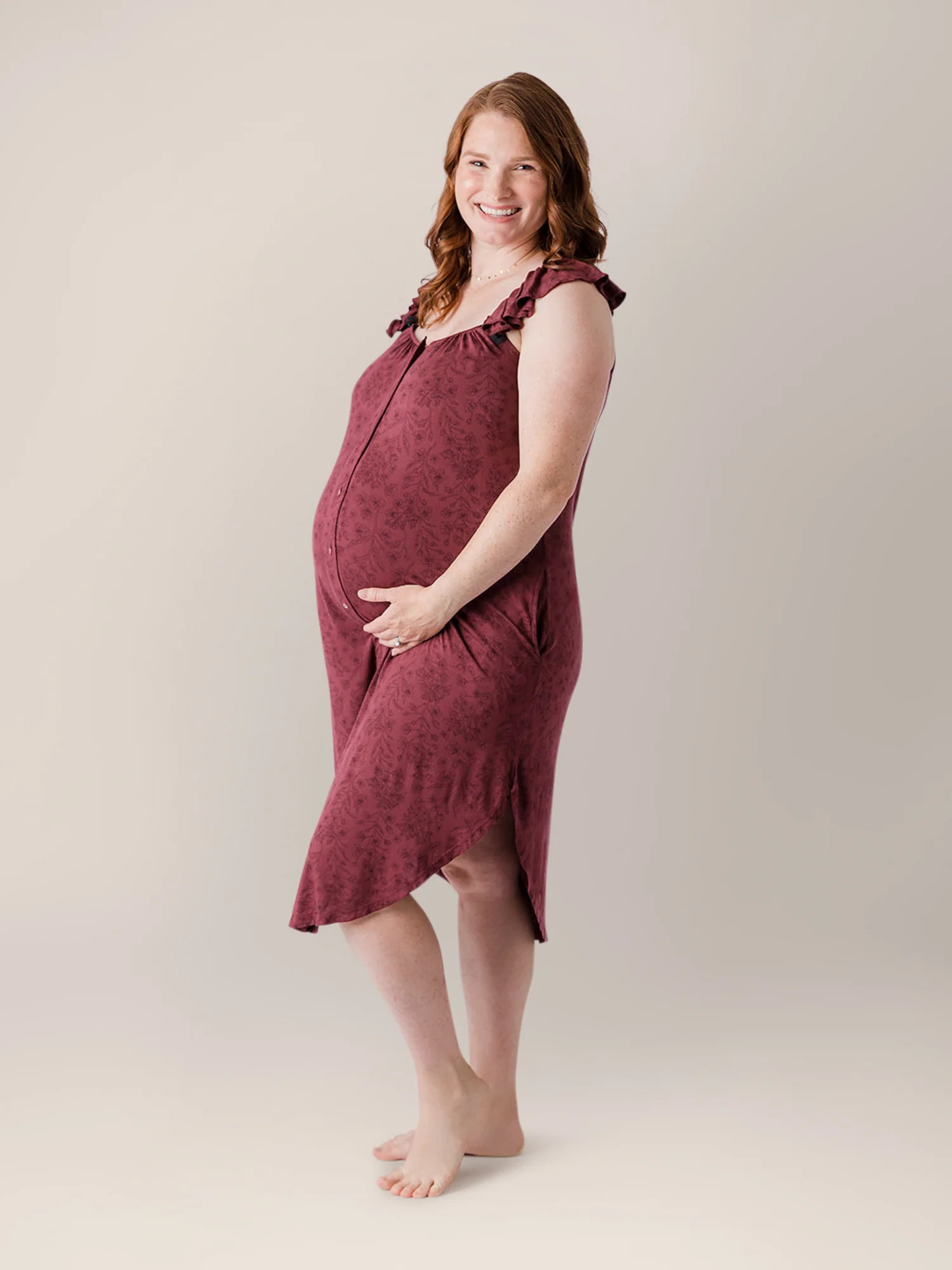 Ruffle Strap Labor & Delivery Gown | Spice Floral - Kindred Bravely | Kindred Bravely