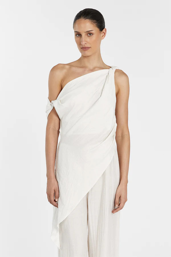 JOLIE CREAM MARLE ASYM TUNIC TOP | DISSH