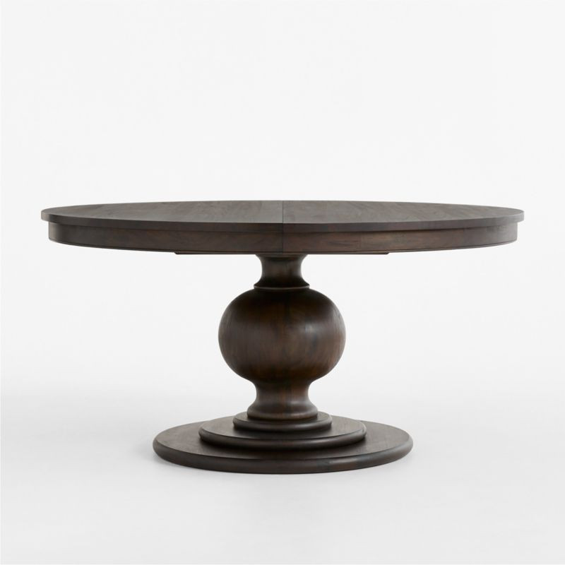 Winnetka 60"-78" Mahogany Extendable Round Pedestal Dining Table | Crate & Barrel
