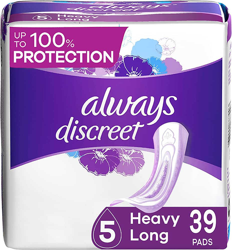 Always Discreet, Incontinence & Postpartum Pads For Women, Size 5, Heavy Absorbency, Long Length,... | Amazon (US)