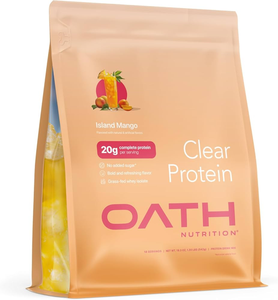 Oath Nutrition Clear Whey Isolate Protein Powder, Island Mango, 20g Complete Protein per Serving,... | Amazon (US)