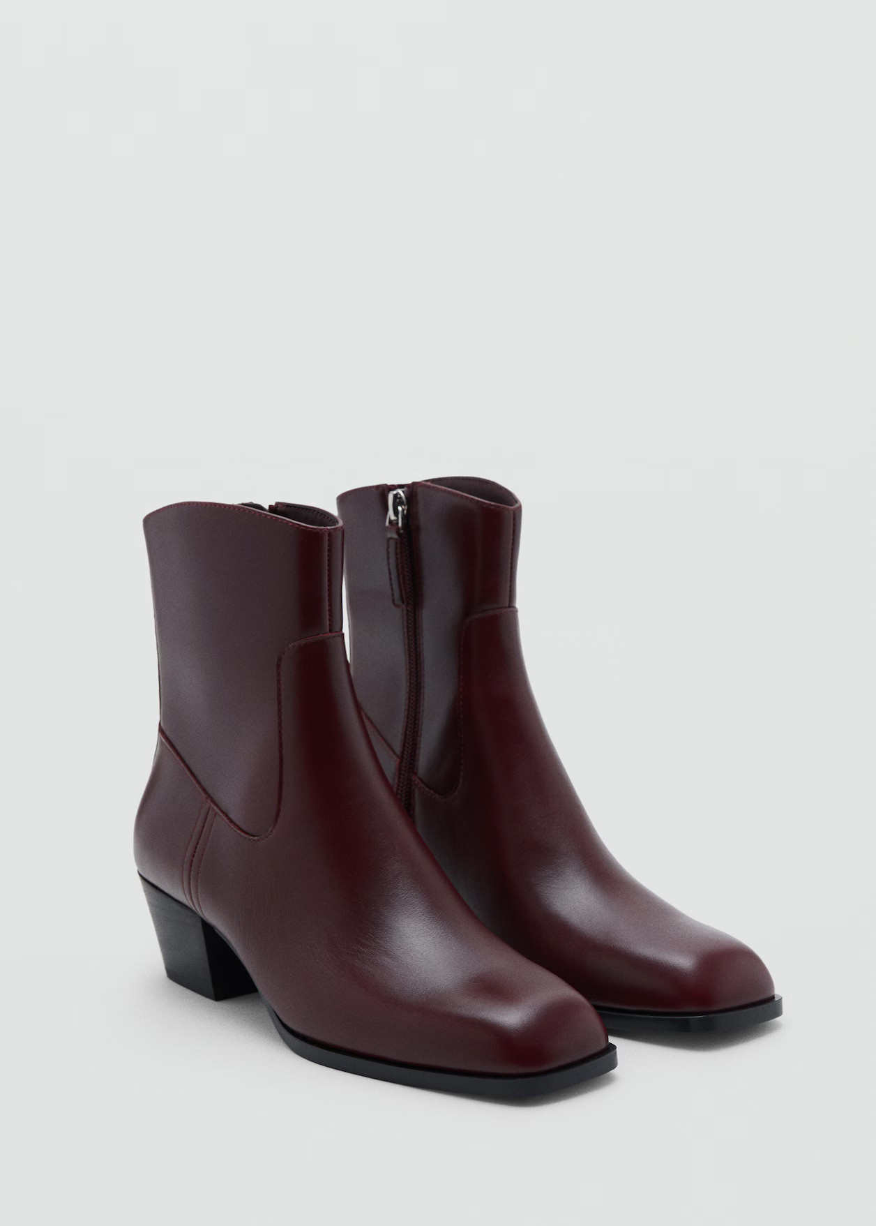 Squared toe leather ankle boots | MANGO (UK)