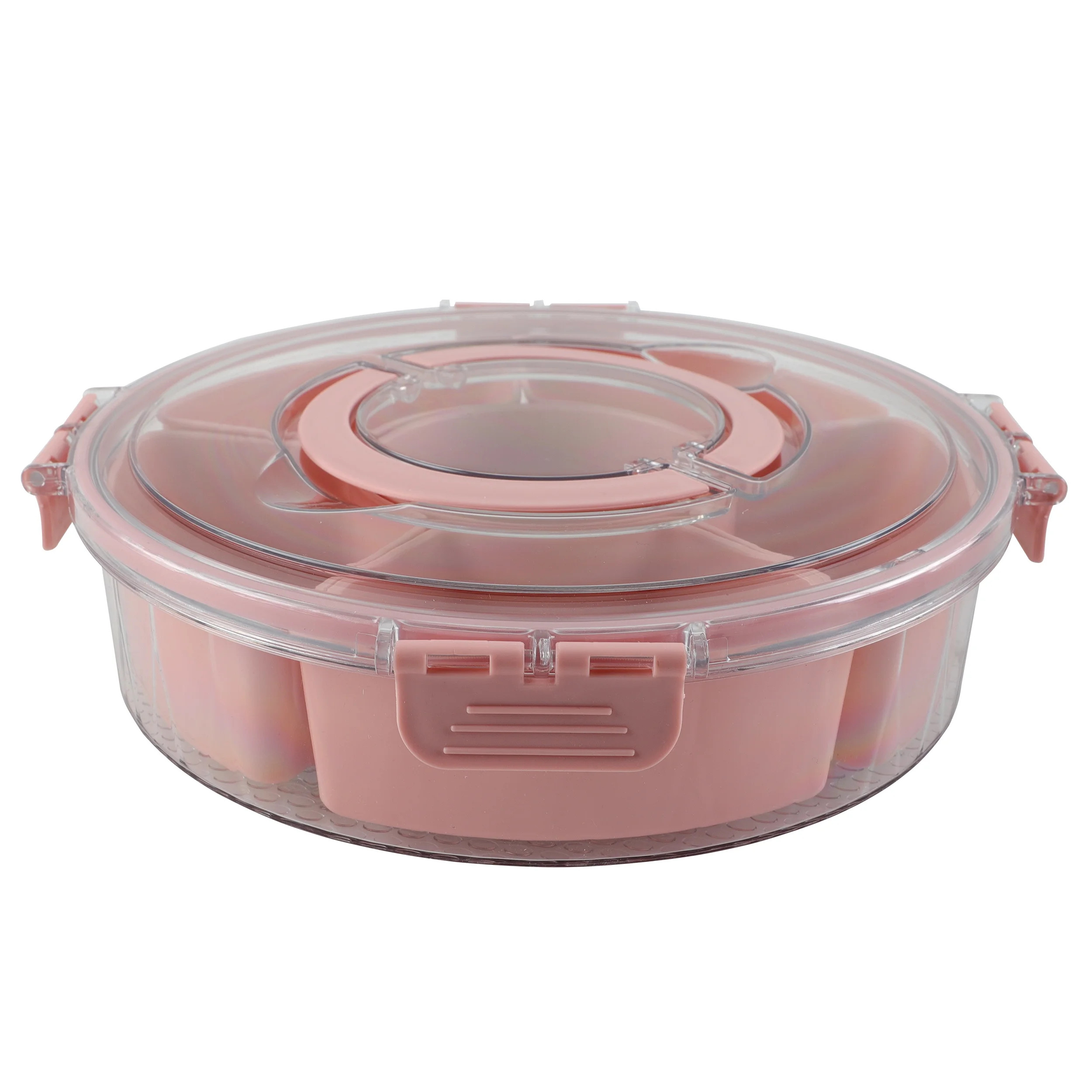 COOK WITH COLOR PINK ROUND 6 DIVIDER SNACKLE BOX WITH CARRYING HANDLE AND TURNABLE BASE - Walmart... | Walmart (US)
