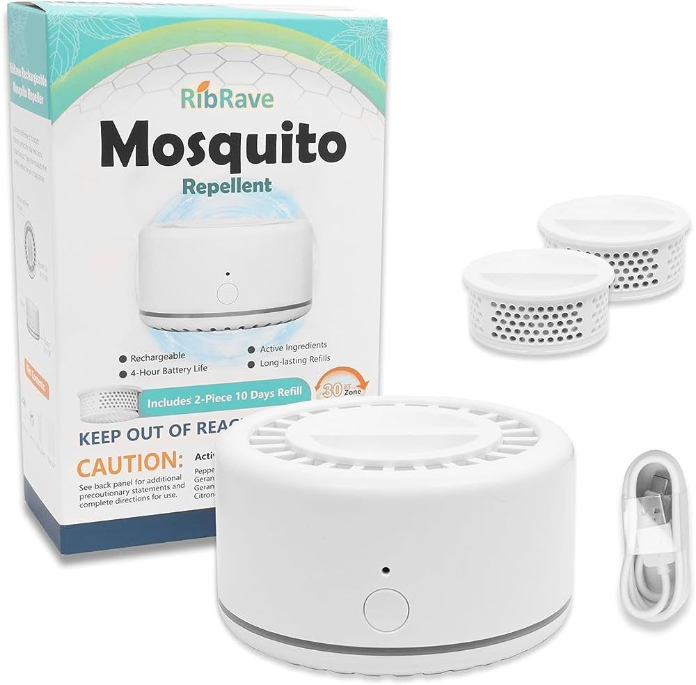 RibRave Electronic Mosquito Repeller Insect Repellent Indoor and Outdoor, 30 ft Mosquito-Free Zon... | Amazon (US)