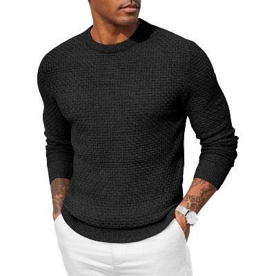 COOFANDY Men Dress Crewneck Sweater Pullover Knit Long Sleeve Casual Slim Fit Sweater Black XXL | Target