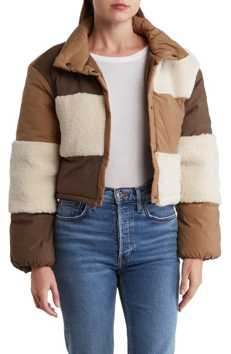 Elodie Colorblock Patchwork Fleece Puffer Jacket | Nordstromrack | Nordstrom Rack
