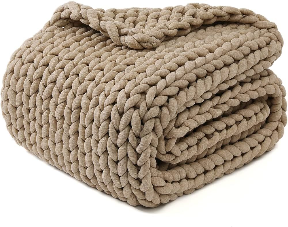 YnM Original Hand Knitted Throw Blanket, Cosy & Breathable Chunky Knit Throw, no Pilling or Shedd... | Amazon (US)
