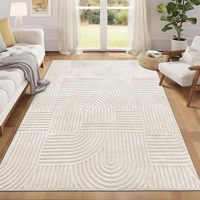 Pauwer 5x7 Area Rugs for Living Room, Modern Non Slip Washable Rug, Beige | Amazon (US)