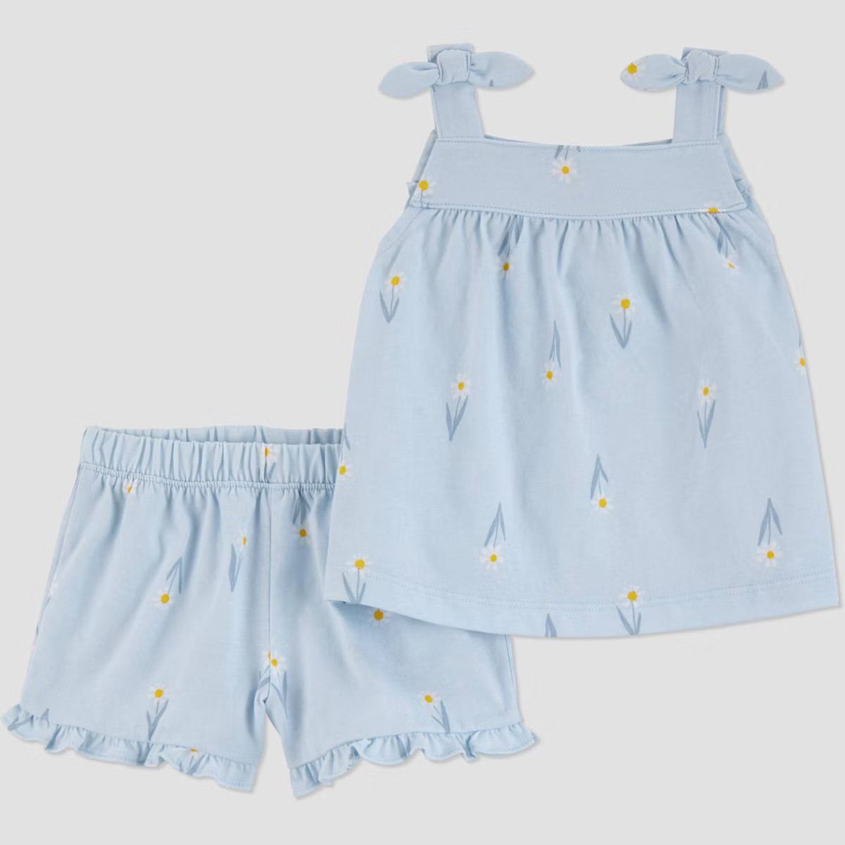 Carter's Just One You®️ Baby Girls' Floral Ruffle Tank Top & Bottom Set - Blue/White | Target