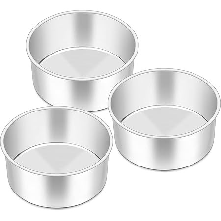 Herogo Cake Tin, 6 Inch Round Cake Tins Set of 3, Stainless Steel Deep Cake Pan Mold for Birthday... | Amazon (UK)