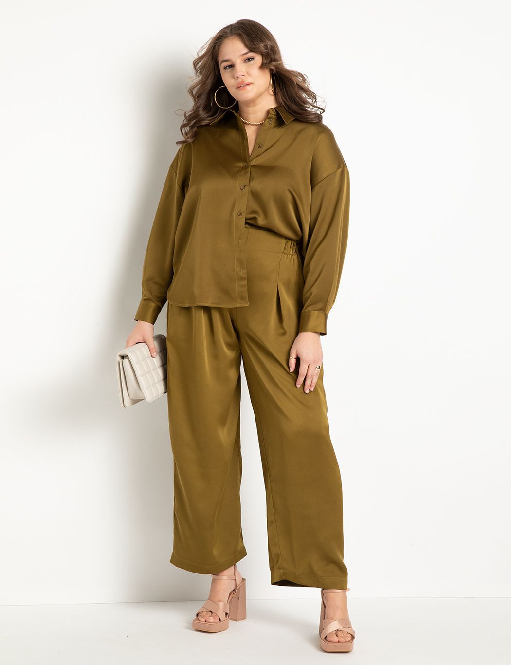 Wide Leg Satin Pant | Eloquii