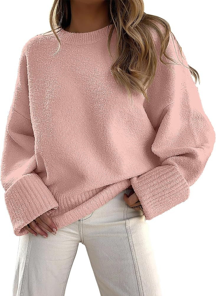 ANRABESS Women's Oversized Sweaters 2025 Long Sleeve Fuzzy Knit Casual Chunky Pullover Sweater Fa... | Amazon (US)