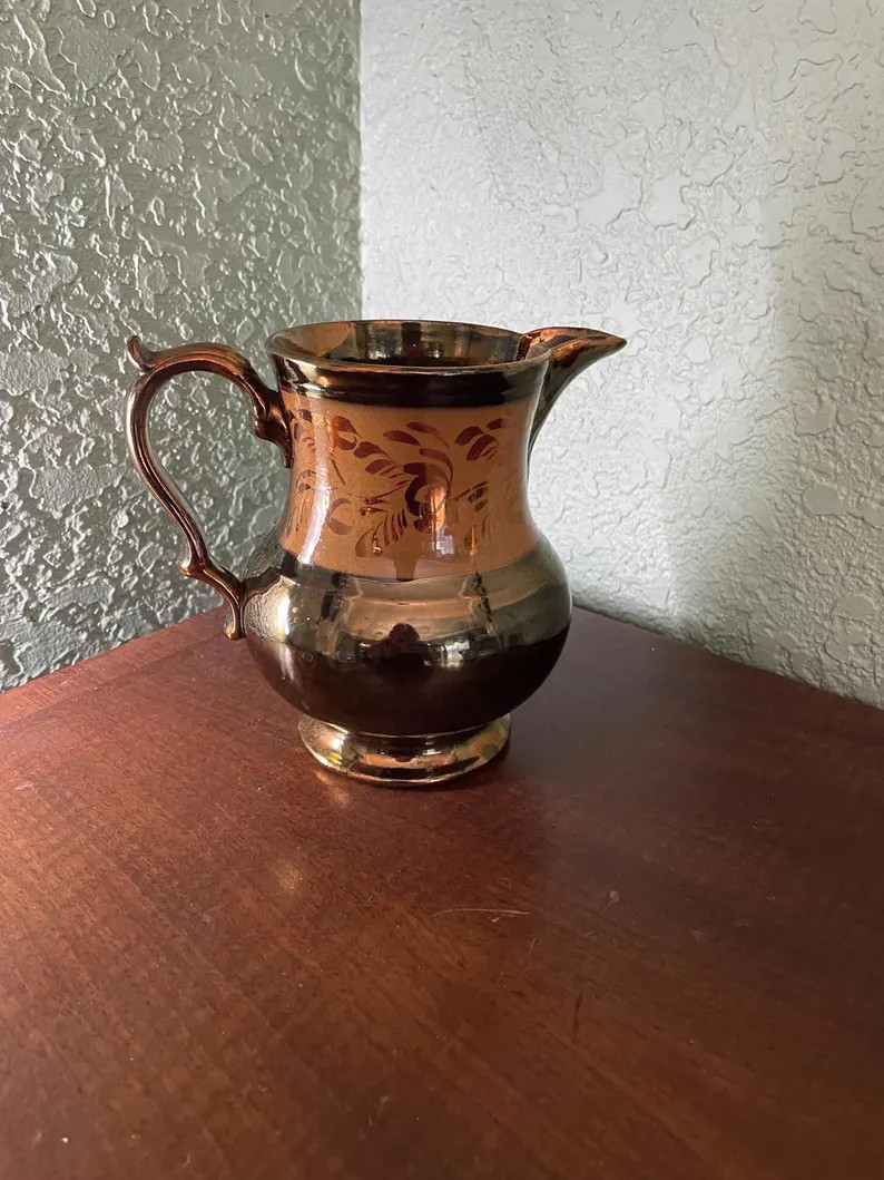 Vintage Copper Lustre Brushstroke Table Pitcher, 7 Inches | Etsy (US)