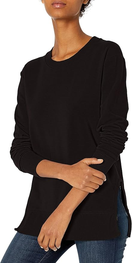 Daily Ritual Women's Long-Sleeve Crewneck Sweatshirt with Side Cutouts | Amazon (US)