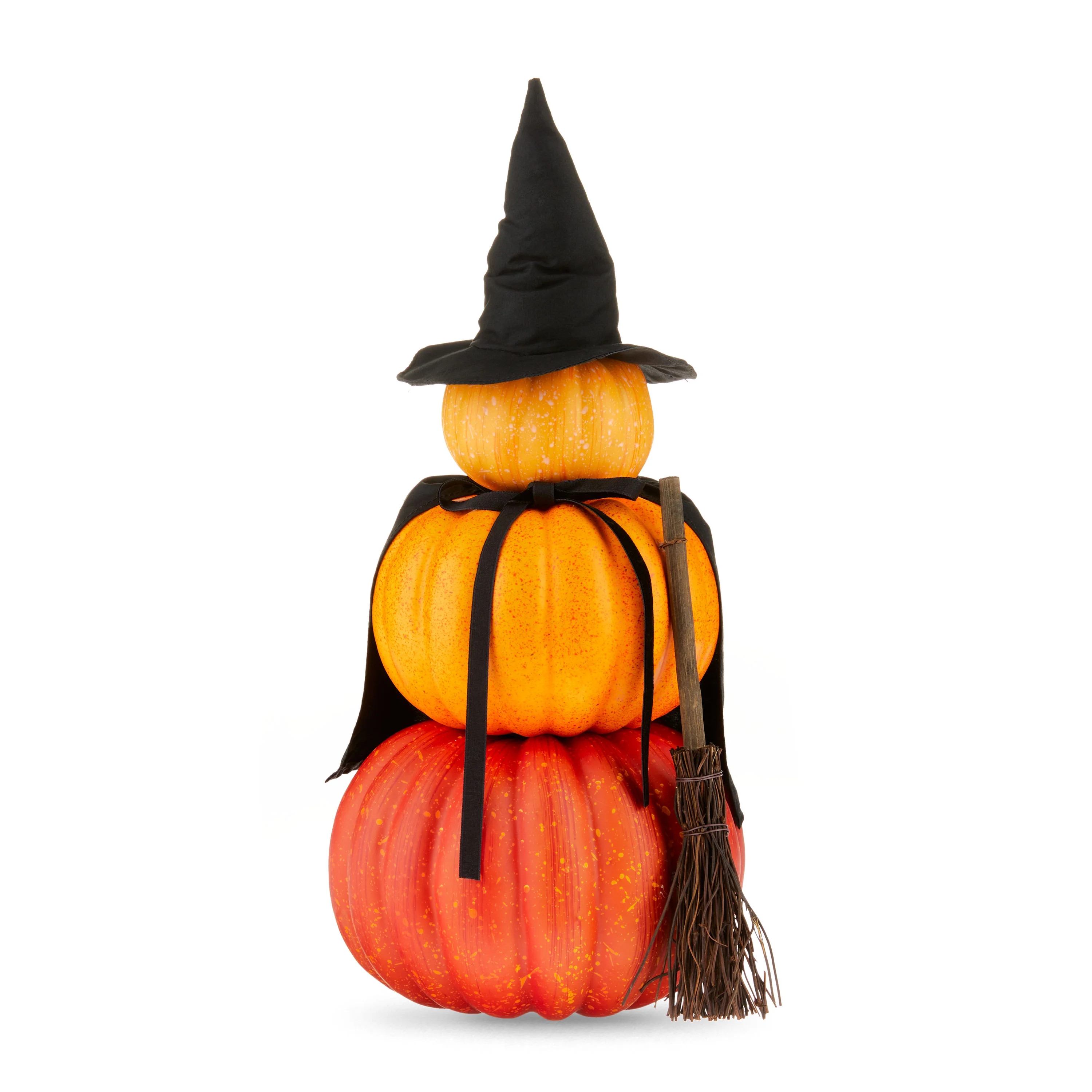 Halloween Orange Foam Triple-Stack-Pumpkin Witch Decoration, 7.5 in x 7.8 in x 18 in, by Way To C... | Walmart (US)