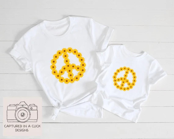 Peace Love and Sunflowers T-shirt | Sunflower Peace Shirt | Sunflower Tees | Flower Power Shirt |... | Etsy (US)