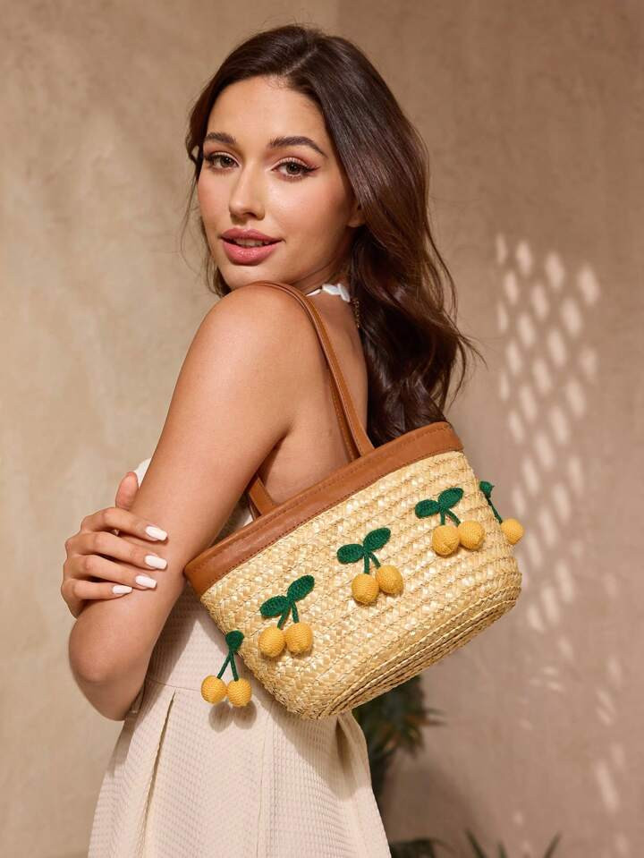SHECARRY Fruit Basket Shaped Shoulder Bag, Minimalist Fashion Casual Everyday | SHEIN