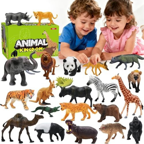 Safari Animals Figures Toys, Realistic Wild Zoo Animal Figurines, Plastic African Jungle Animals Playset for Kids Toddlers, 21Pcs Safari Toys Birthday Gifts for Boys Girls | Amazon (US)