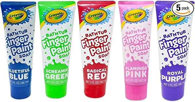 Amazon.com: Crayola Bathtub Fingerpaint 5 Color Variety Pack, 3 Ounce Tubes (Bluetiful Blue, Scre... | Amazon (US)