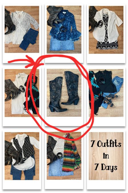 On the blog now - seven outfits in Seven Days - all inspired by this one pair of Dan Post “Jilted” boots I packed as my anchor look for our vacation. Read the post at: www.HighlandFashionista.com

#LTKstyletip #LTKSeasonal #LTKtravel