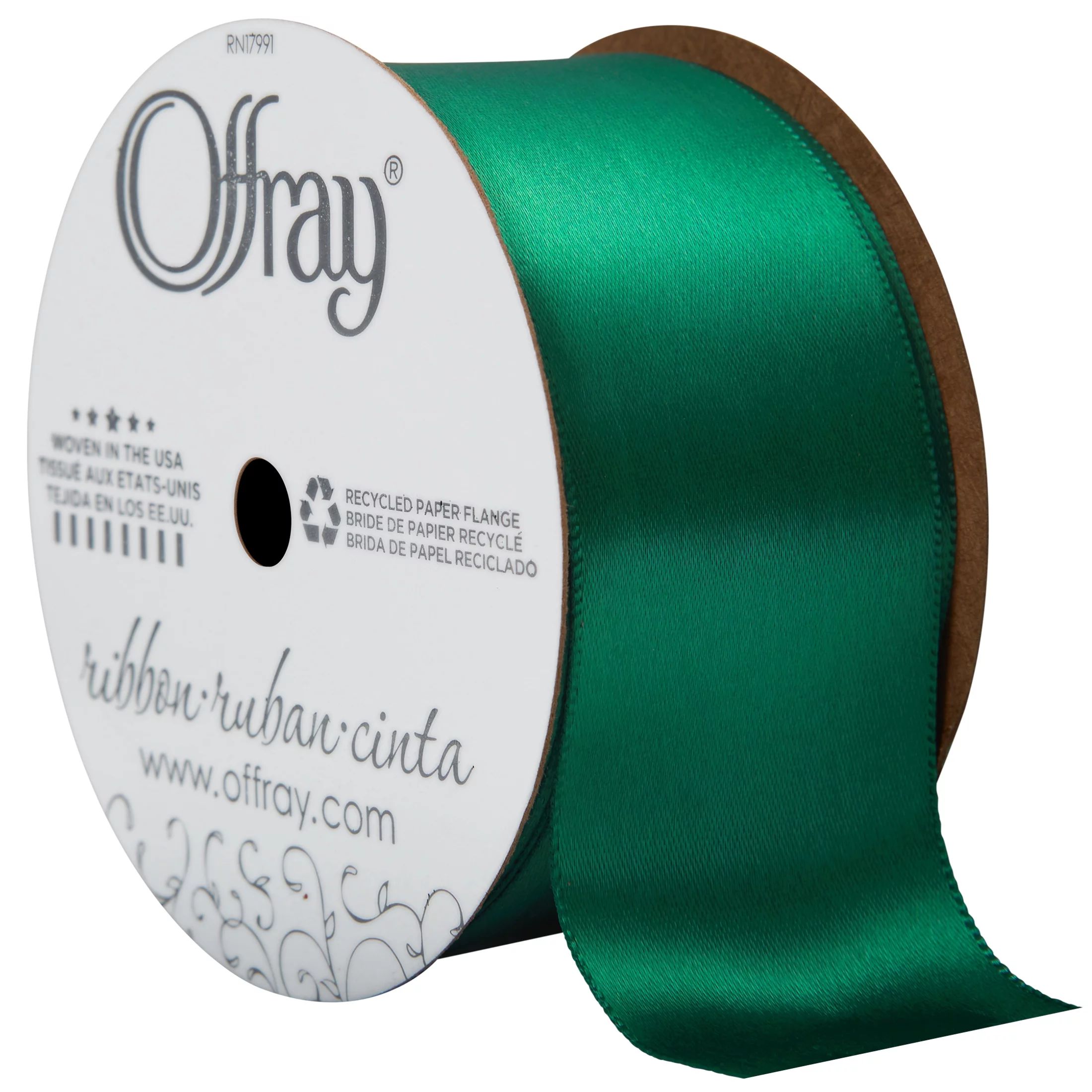 Offray Ribbon, Forest Green 1 1/2 inch Single Face Satin Polyester Ribbon, 12 feet | Walmart (US)