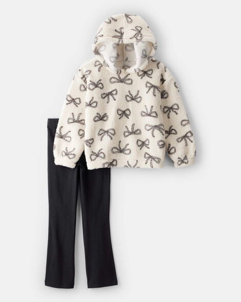 Carter's Girls 2-Piece Bow Print Long-Sleeve Hoodie & Pant Set 8 Ivory/Black | Carter's Inc