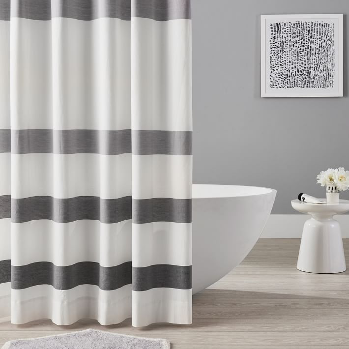 Organic Huntington Stripe Shower Curtain | Pottery Barn Teen