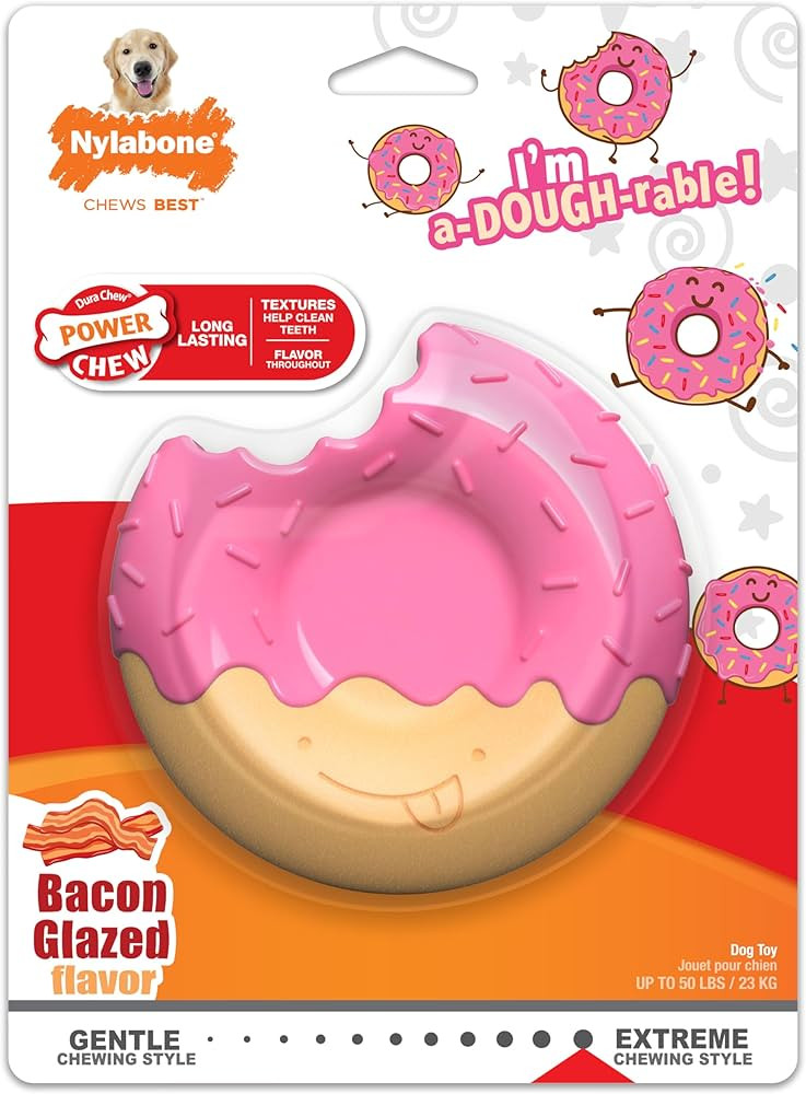 Nylabone Donut Dog Toy Power Chew - Cute Dog Toys for Aggressive Chewers - with a Funny Twist! To... | Amazon (US)