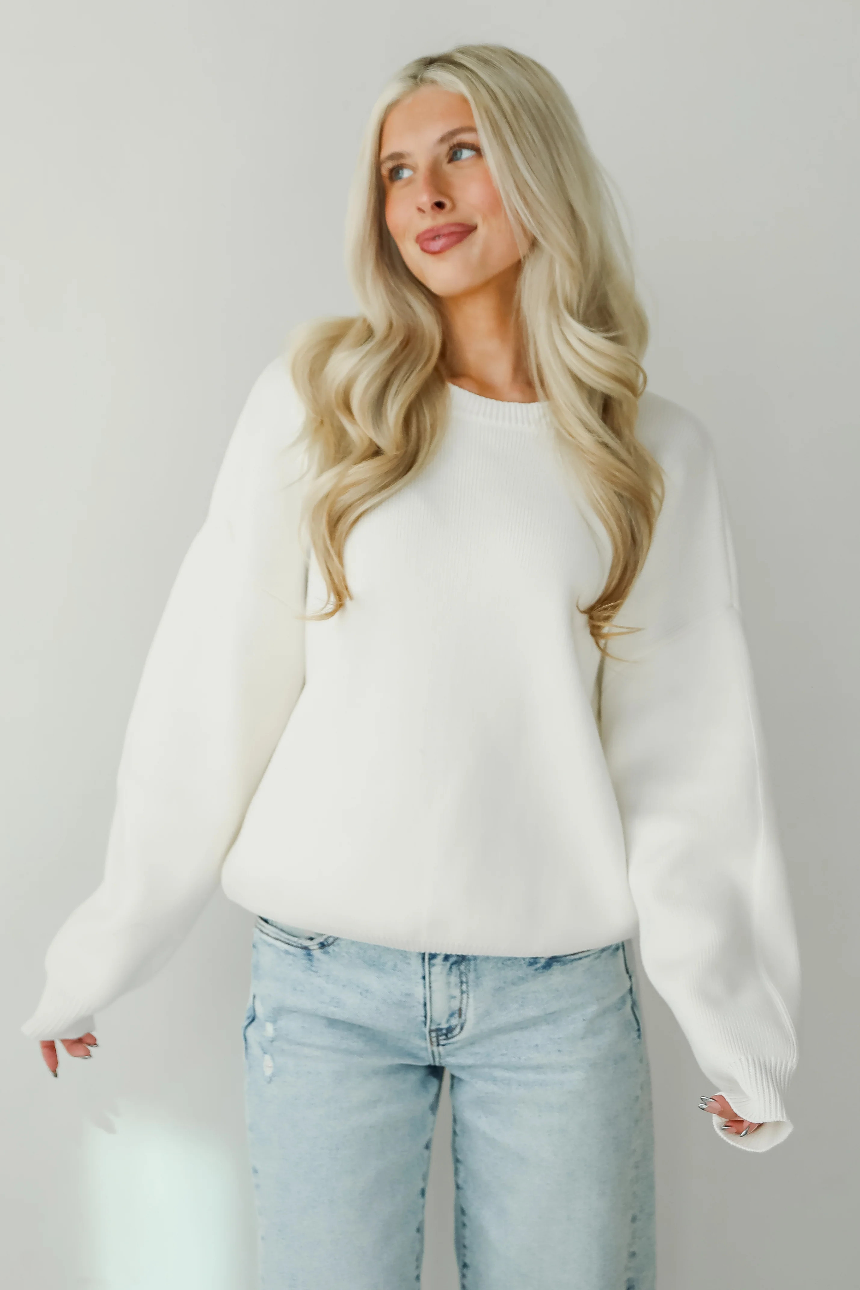 Cozy Ivory Oversized Sweater | White Sweaters | ShopDressUp | Dress Up
