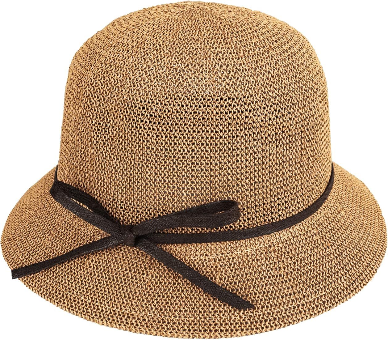 Womens Summer Cloche Straw Bucket-Sun-Hats Packable Wide Brim Beach Straw Bucket Hat | Amazon (US)