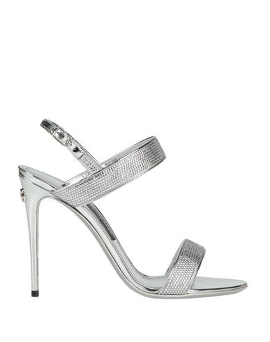 Dolce & gabbana Woman Sandals Silver Size 10.5 Viscose, Polyurethane, Silk, Polyester, Goat skin | YOOX (US)