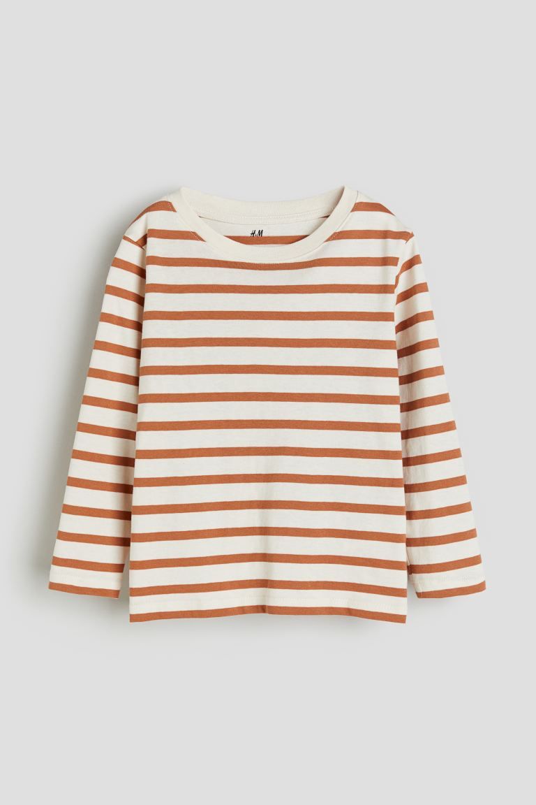 Long-sleeved T-shirt - Light brown/striped - Kids | H&M US | H&M (US + CA)