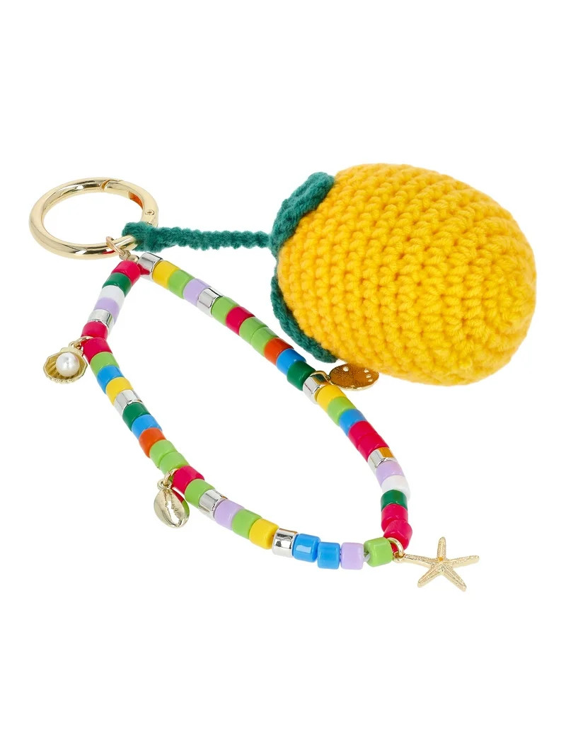 No Boundaries Women's Festival Bag Charm, Yellow Crochet Lemon & Beads | Walmart (US)