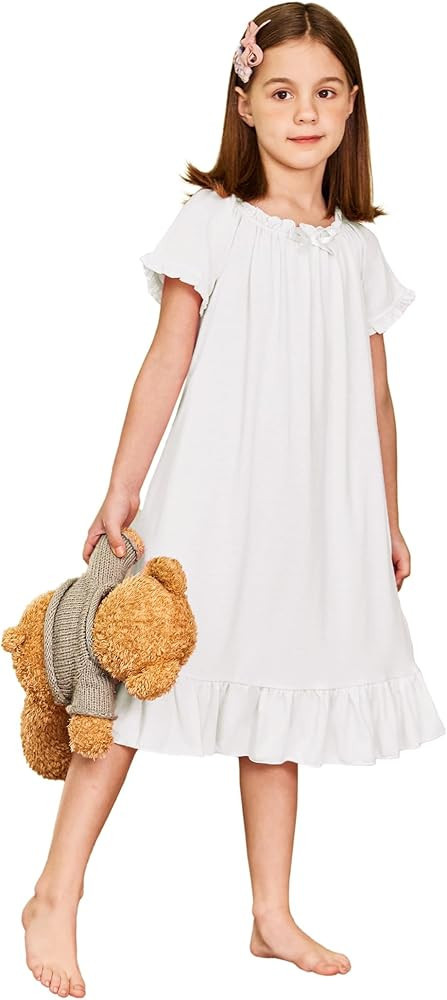 Arshiner Girls Nightgowns Sleepwear Short Sleeve Victorian Pajama Dress Soft Princess Sleepshirt ... | Amazon (US)