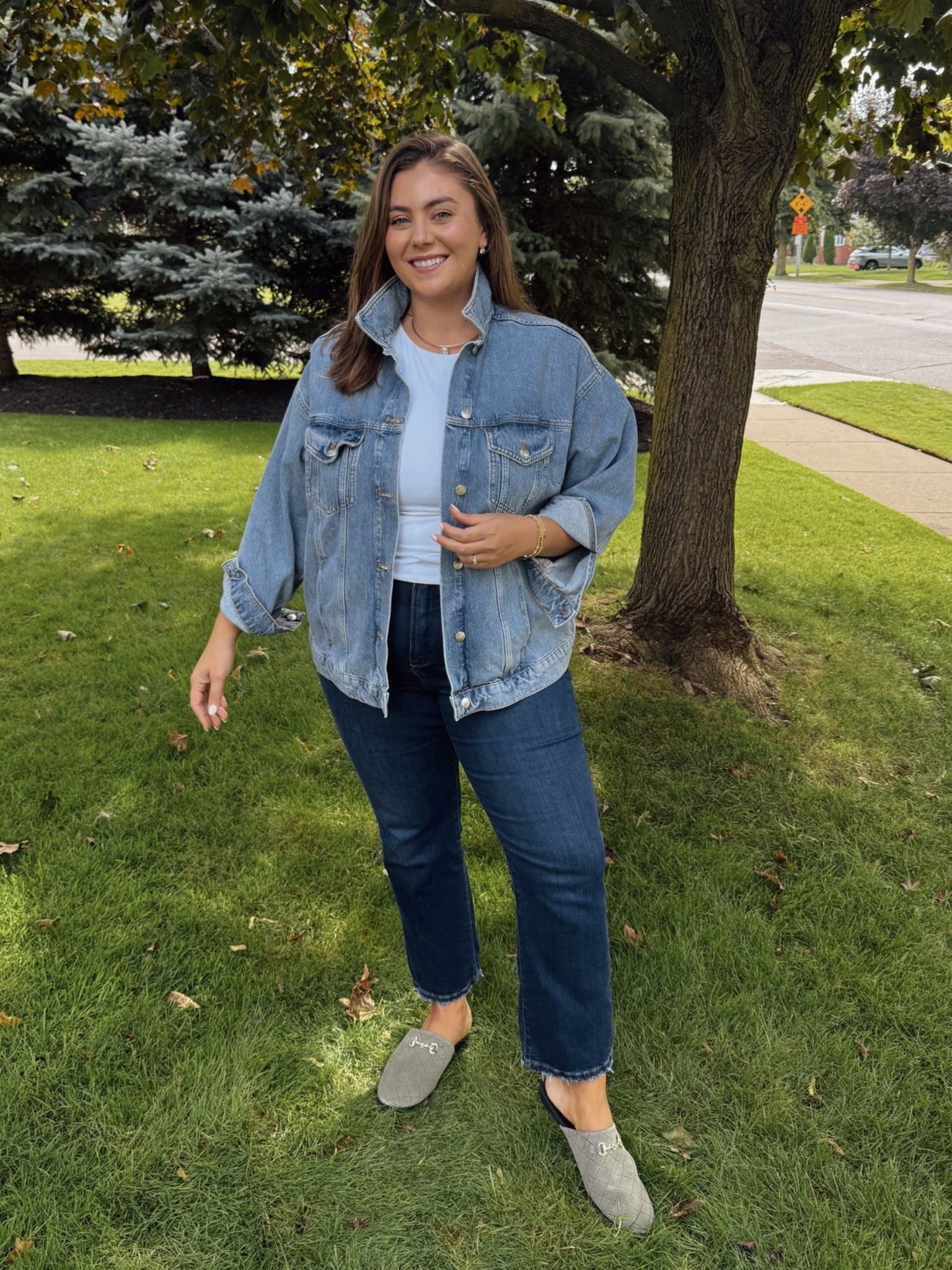 Denim on denim is back! Wearing size 1X in denim jacket, 16Plus in jeans (use CARALYN15 at Good American), 2X in tee (use CARALYN15 on your first order at Spanx).

#LTKootd #LTKSeasonal #LTKPlusSize
